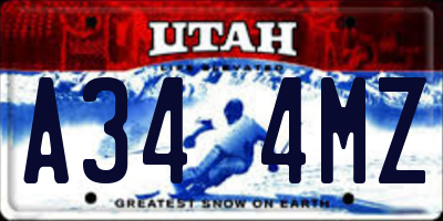 UT license plate A344MZ