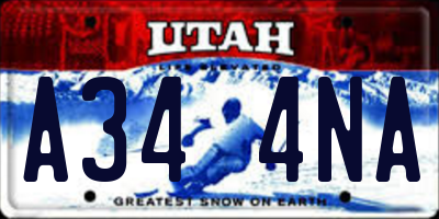 UT license plate A344NA