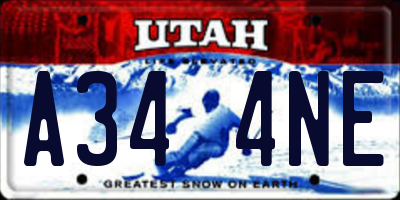 UT license plate A344NE