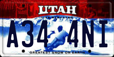 UT license plate A344NI