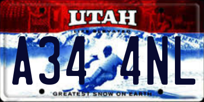 UT license plate A344NL
