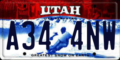 UT license plate A344NW