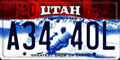UT license plate A344OL