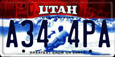 UT license plate A344PA