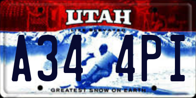 UT license plate A344PI