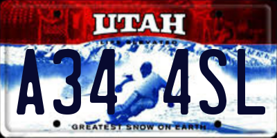 UT license plate A344SL