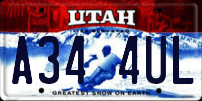 UT license plate A344UL