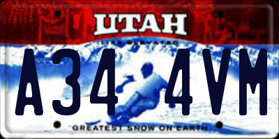 UT license plate A344VM