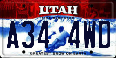 UT license plate A344WD