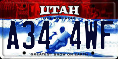 UT license plate A344WF