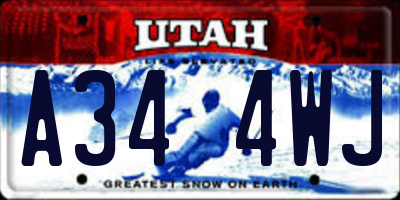 UT license plate A344WJ