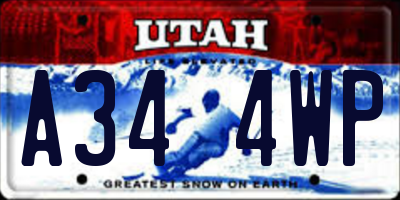 UT license plate A344WP