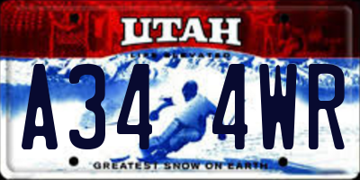 UT license plate A344WR