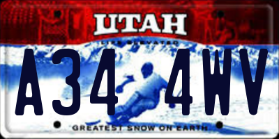 UT license plate A344WV