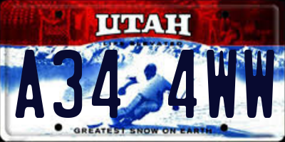 UT license plate A344WW