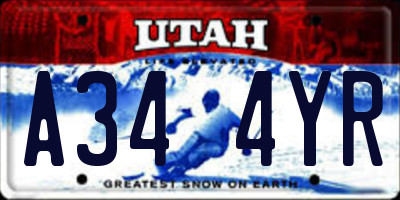 UT license plate A344YR