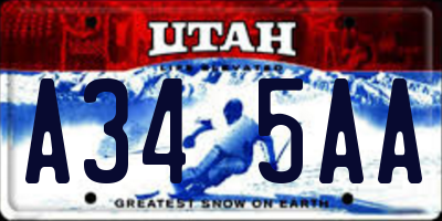 UT license plate A345AA