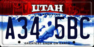 UT license plate A345BC