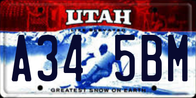 UT license plate A345BM