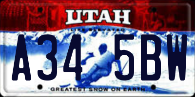 UT license plate A345BW