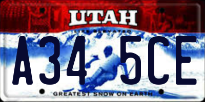 UT license plate A345CE