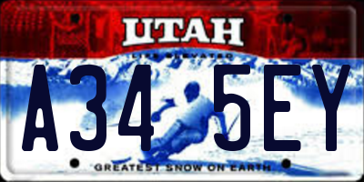 UT license plate A345EY