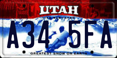 UT license plate A345FA