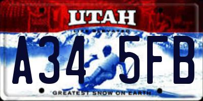 UT license plate A345FB