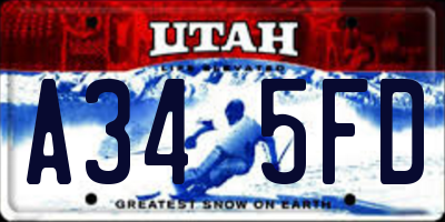 UT license plate A345FD