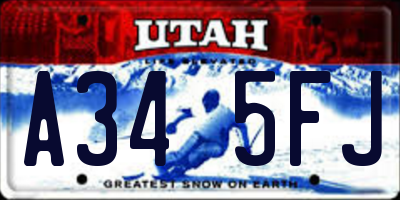 UT license plate A345FJ