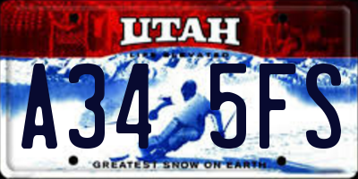 UT license plate A345FS