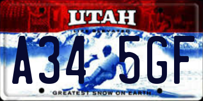 UT license plate A345GF