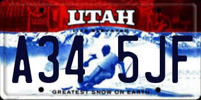 UT license plate A345JF