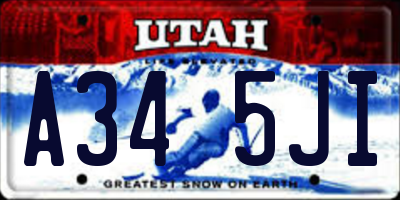 UT license plate A345JI