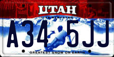 UT license plate A345JJ