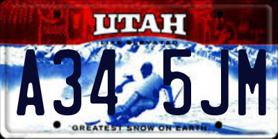 UT license plate A345JM