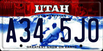 UT license plate A345JO