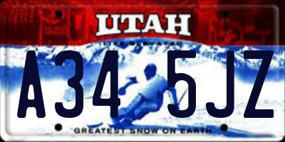 UT license plate A345JZ