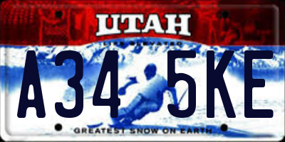 UT license plate A345KE
