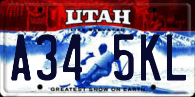 UT license plate A345KL