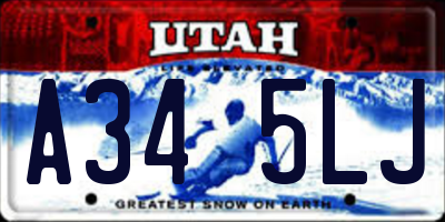 UT license plate A345LJ