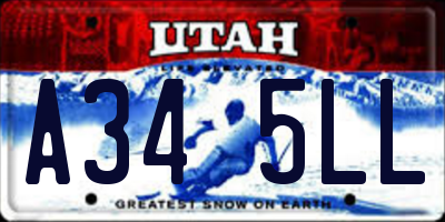 UT license plate A345LL
