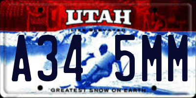 UT license plate A345MM