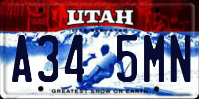 UT license plate A345MN