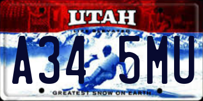 UT license plate A345MU