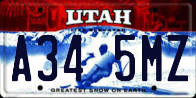 UT license plate A345MZ