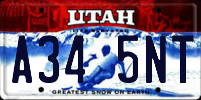 UT license plate A345NT