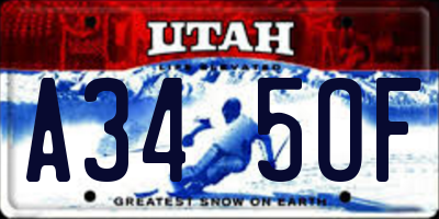 UT license plate A345OF