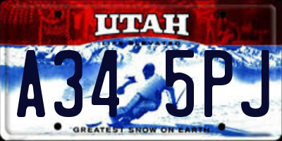 UT license plate A345PJ