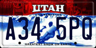 UT license plate A345PQ